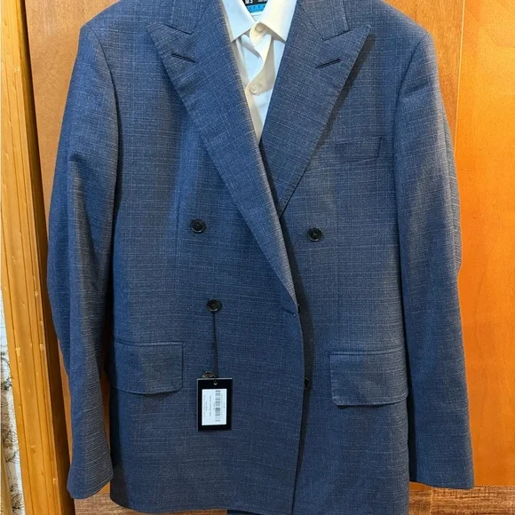 Cloakroom Wool Blue Double-Breasted Suit Jacket